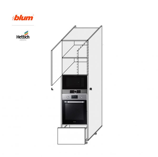 Cupboard section 60COM1DR/2140 Oven+Microwave Pro Blum+Hettich of kitchen set Millenium Left