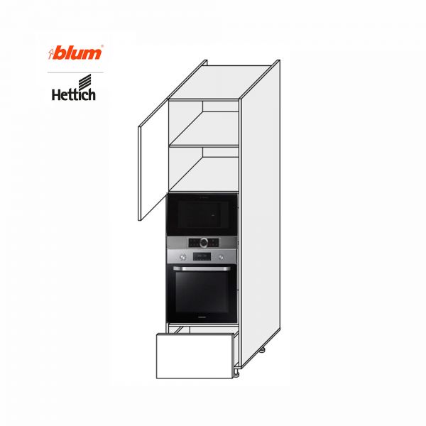 Cupboard section 60COM1DR/2140 Oven+Microwave Pro Blum+Hettich of kitchen set Vintage