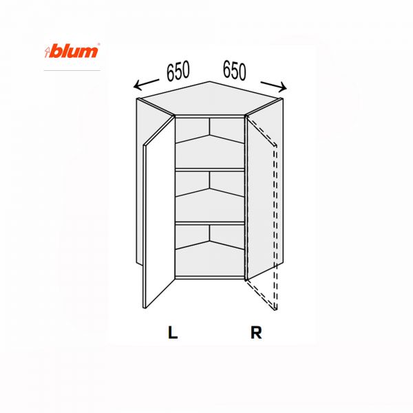 Upper section AngleU 45°/900 Pro Blum 1dr of kitchen set Millenium Left