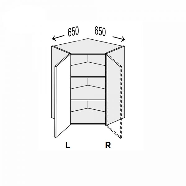 Upper section AngleU 45°/900 1dr of kitchen set Millenium Right