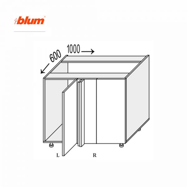 Lower section AngleL 90° 1000x600/820 1dr of kitchen set Millennium