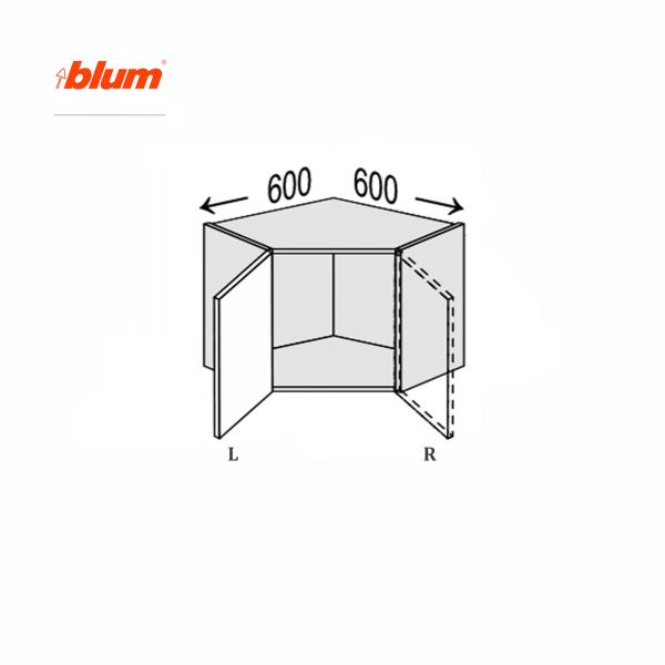 Upper section AngelU 45° 600x600/360 1dr of kitchen set Millennium