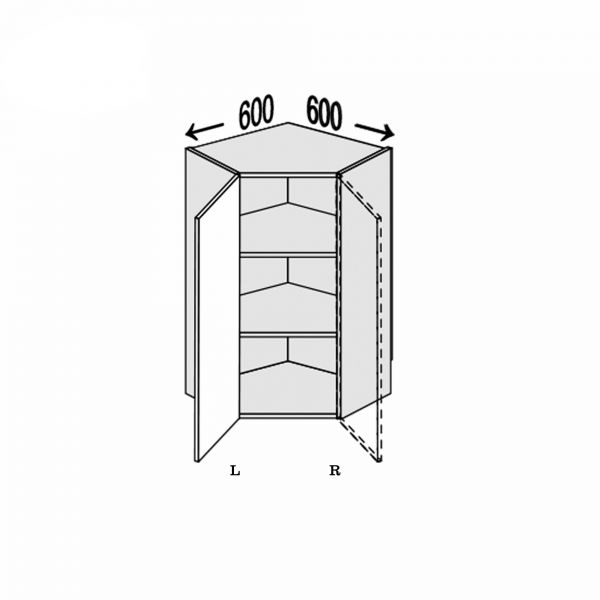 Upper section AngelU 45° 600x600/720 1dr of kitchen set Millennium