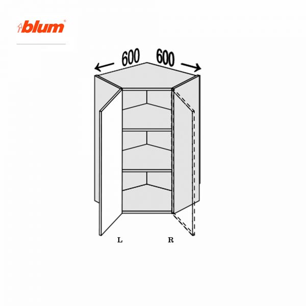 Upper section AngelU 45° 600x600/720 1dr of kitchen set Millennium