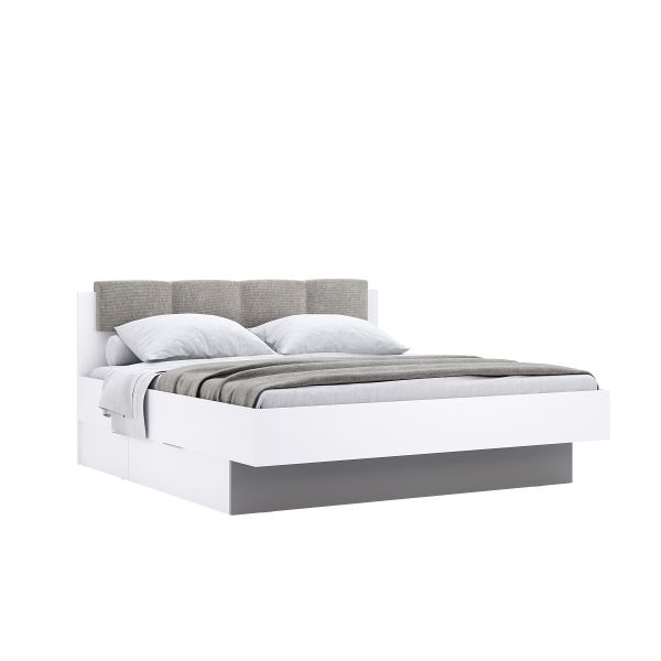 Bed 1,6x2,0 soft headboard wiht drawers without frame of bedroom set Barton