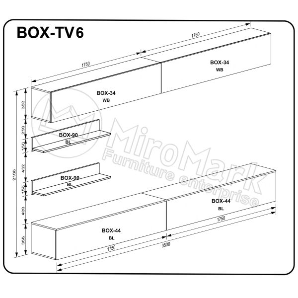 Вітальний набір BOX-TV6 (BOX-9 2шт, BOX-13 2шт, BOX-15 TV 2шт)