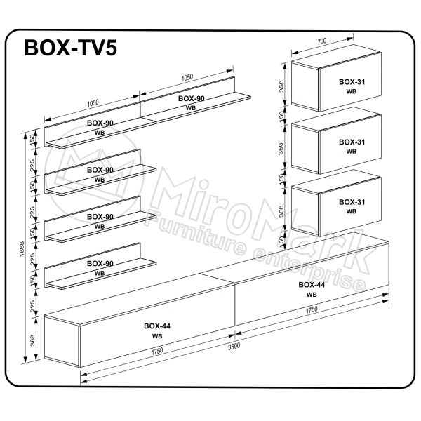 Вітальний набір BOX-TV5 (BOX-6 3шт, BOX-13 5шт, BOX-15 TV 2шт)