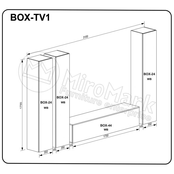 Вітальний набір BOX-TV1  (BOX-12 3шт, BOX-15 TV 1шт)