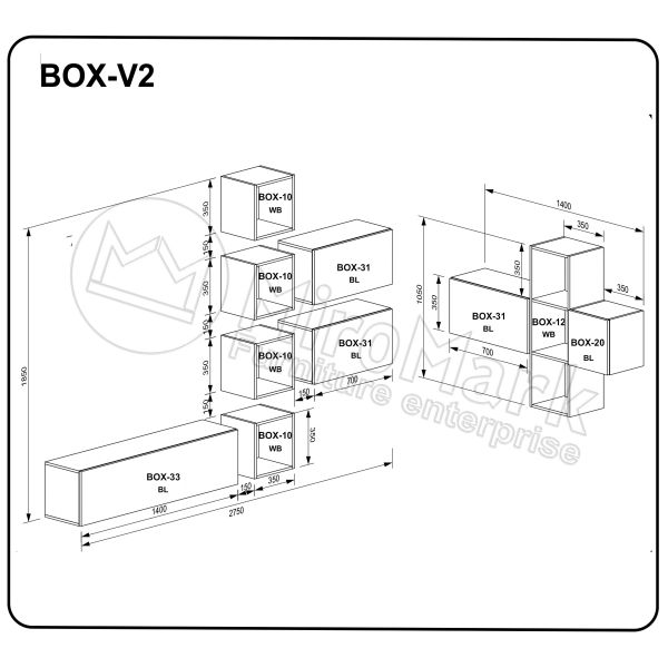 Вітальний набір BOX-V2 (BOX-1 4шт, BOX-4 1шт, BOX-5 1шт, BOX-6 3шт, BOX-8 1шт)