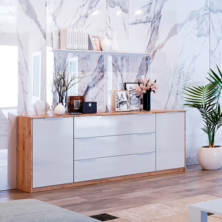 Wall shelf of livngroom set Asti