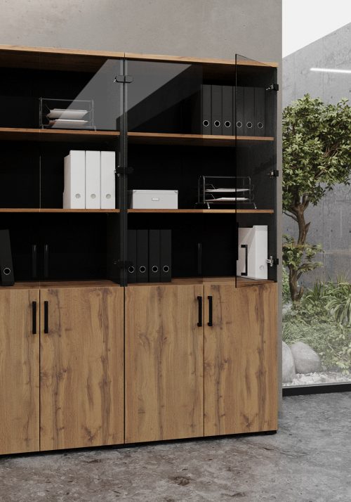 4-door cupboard with glass of office set Jurian