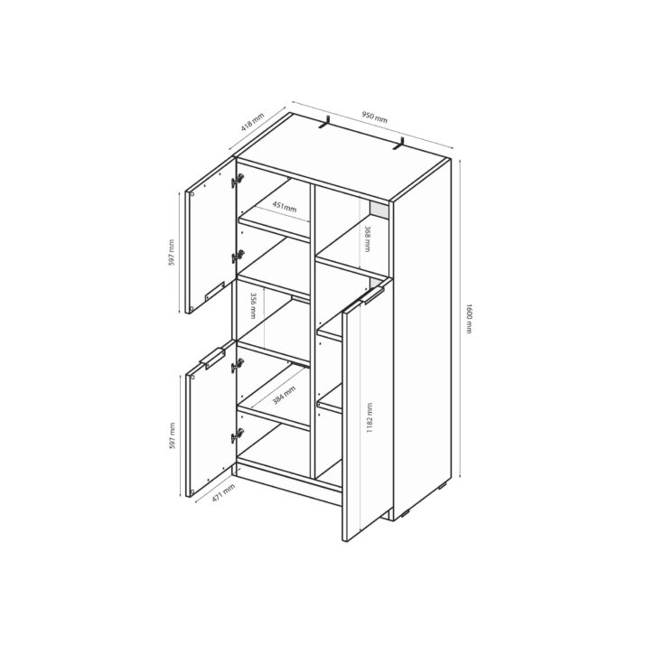 3dr cupboard wardrobe of children’s set Asti Junior