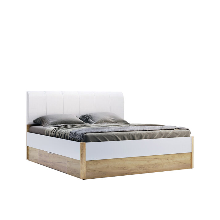 Bed 1,8×2,0 with soft headborad, with drawers Asti