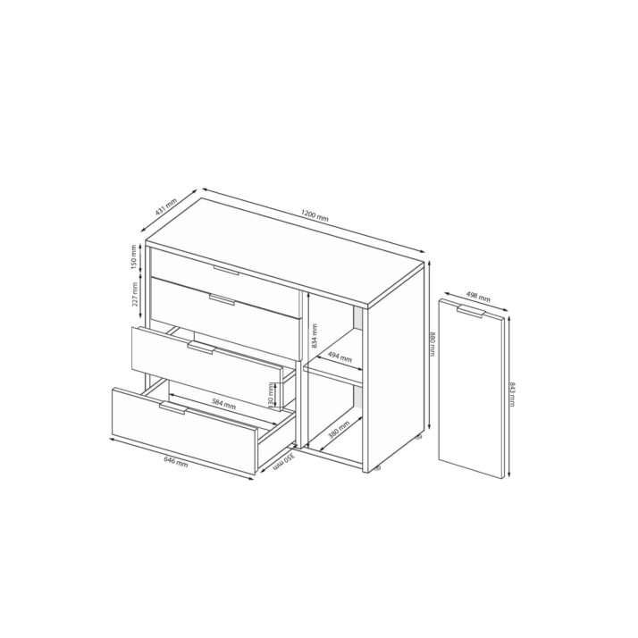 Комод Асті 1дв. 4шх.