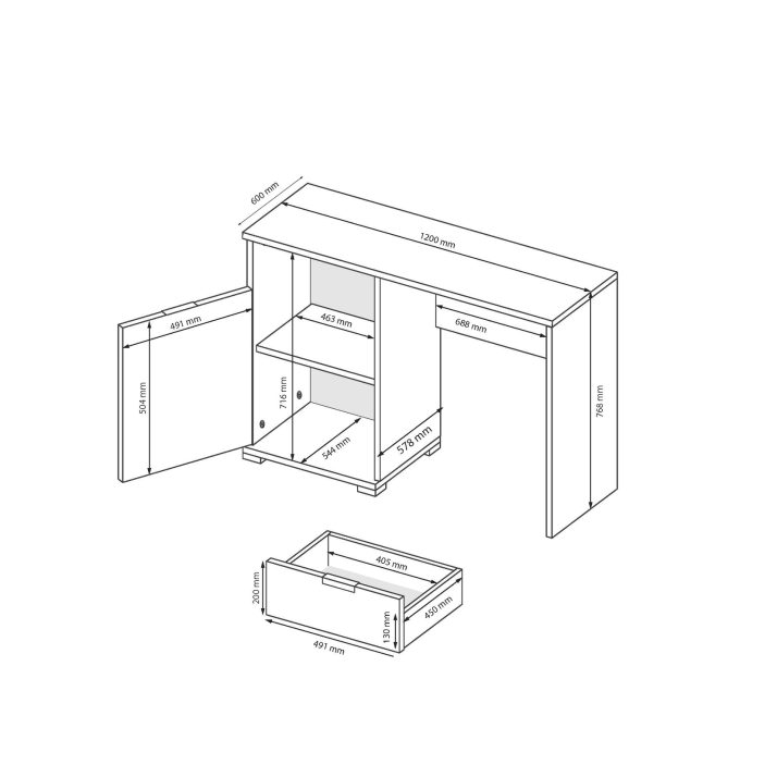 1-door 1-drawer Desk of bedroom set Asti