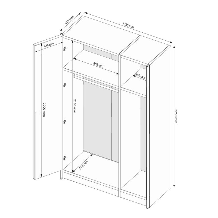 3-door wardrobe without mirrors of bedroom set Bellagio