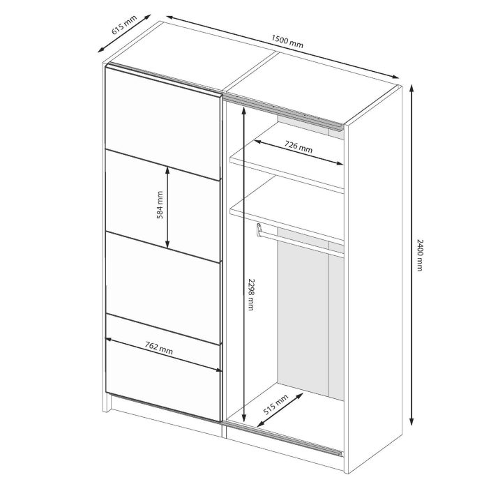 Slide-door wardrobe 1,5х2,4m of bedroom set Bella