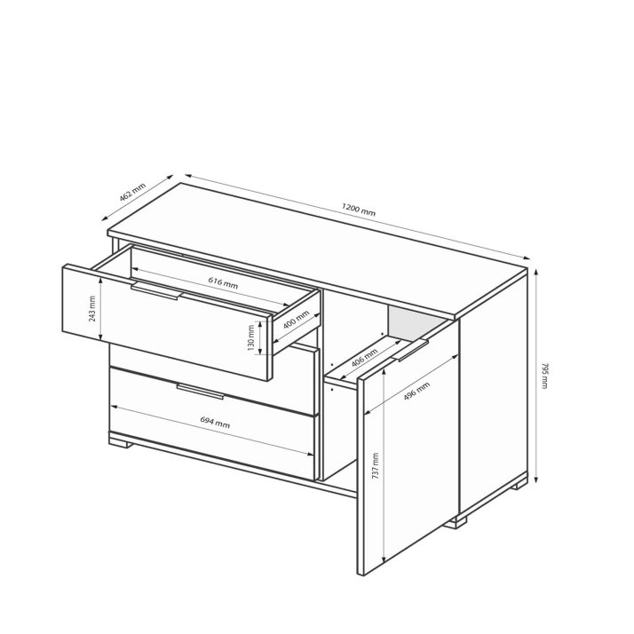 Комод Бартон 1дв. 3шх.