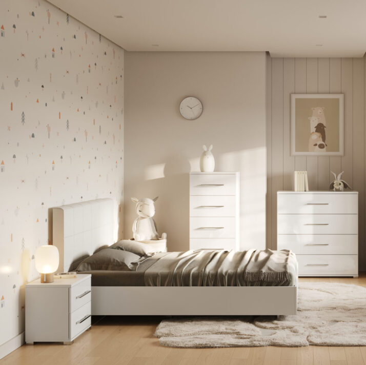 Bed 1,4×2,0 with soft headboard of children’s set Family Junior