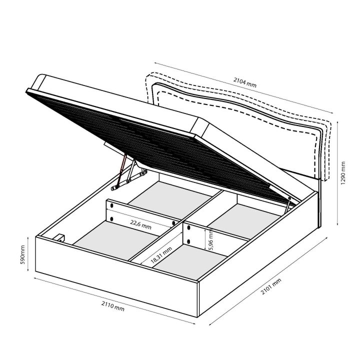Bed 1,8×2,0 with lift Jennifer
