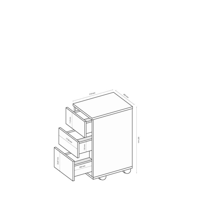 3-drawer stand on wheels of office set Jurian