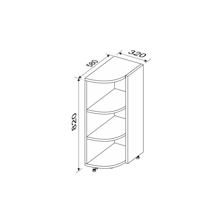 Carcass lower section 30LER/820 Radius ending 1dr of kitchen set