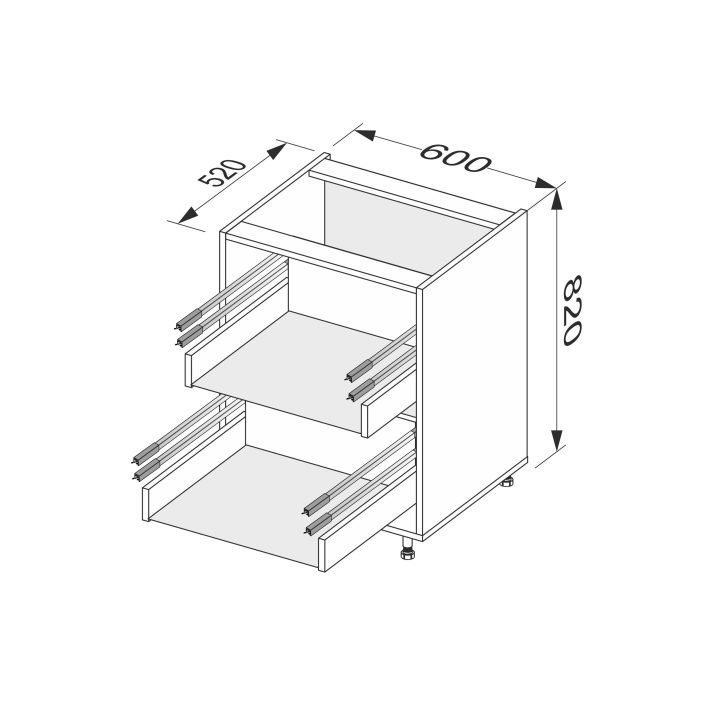 Carcass lower section 60L2DR/820 Pro Hettich of kitchen set