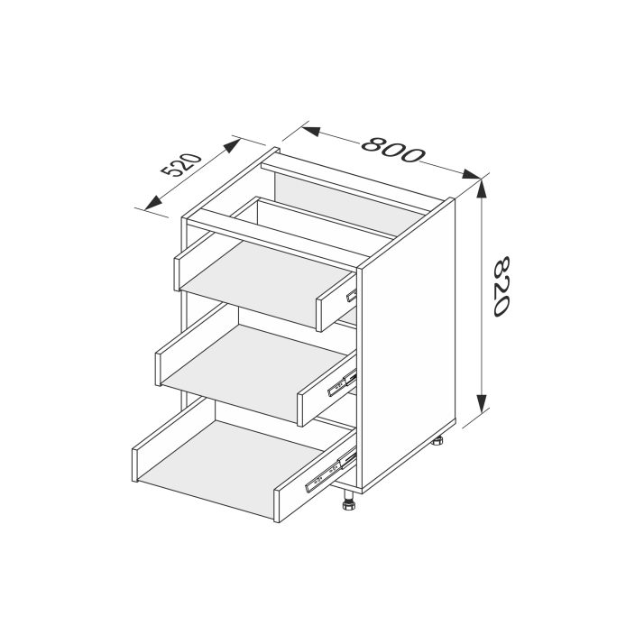 Корпус кухонний секція нижня 80Н3ШХ/820 Телескоп(Антрацит (Серія М))