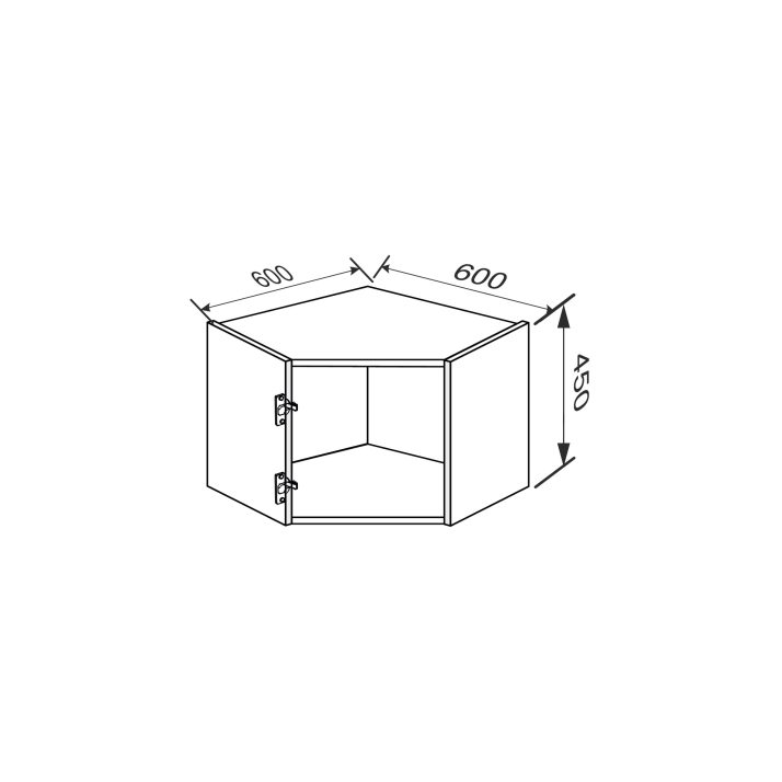 Carcass upper section AngleU 45° 600×600/450 1dr of kitchen set