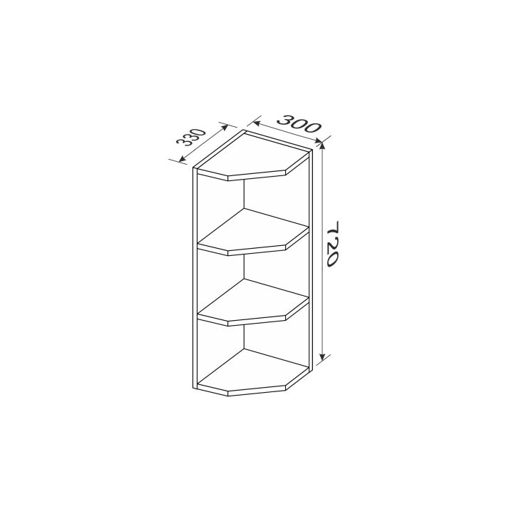 Carcass upper section 30UEA/720 Angle ending of kitchen set