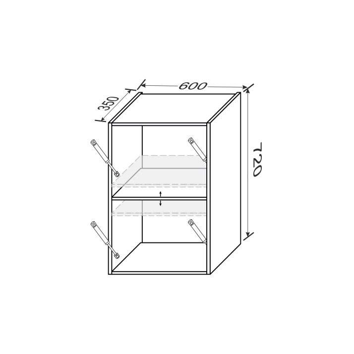 Carcass upper section 60U/720 Gas Lift 2dr of kitchen set