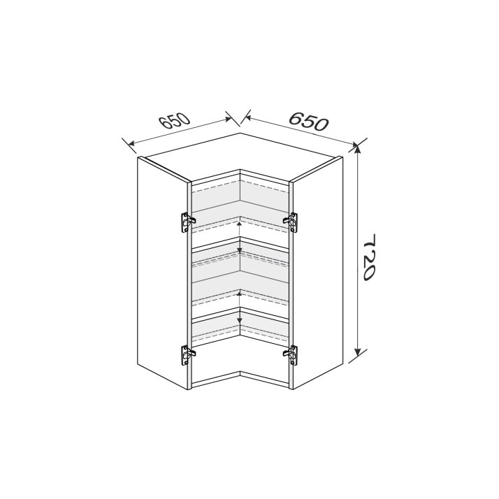 Carcass upper section AngleU 90°/720 2dr of kitchen set