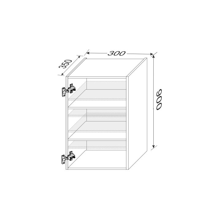 Carcass upper section 30U/900 1dr of kitchen set