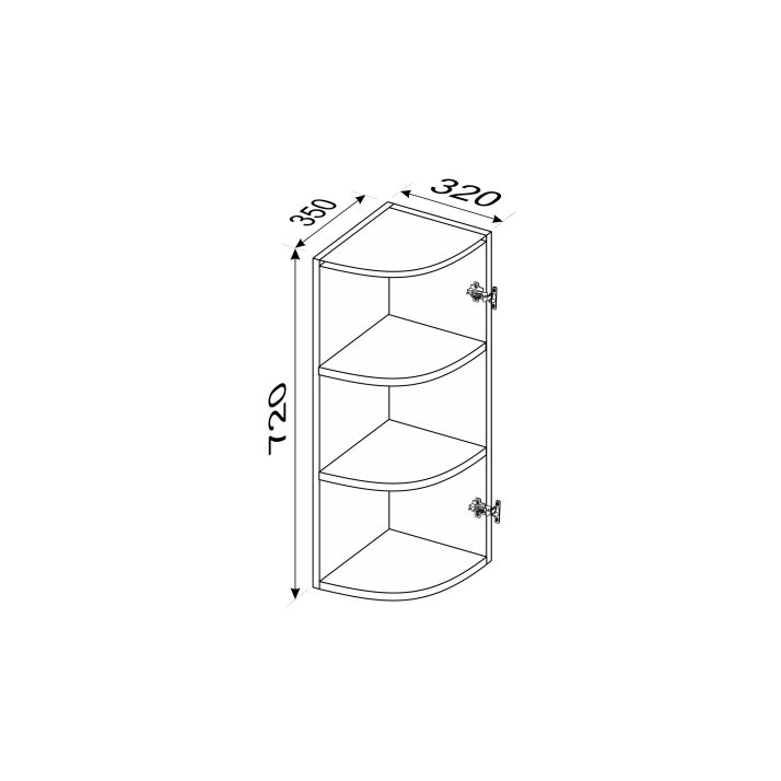Carcass upper section 30UER/900 Radius ending Pro Blum 1dr of kitchen set