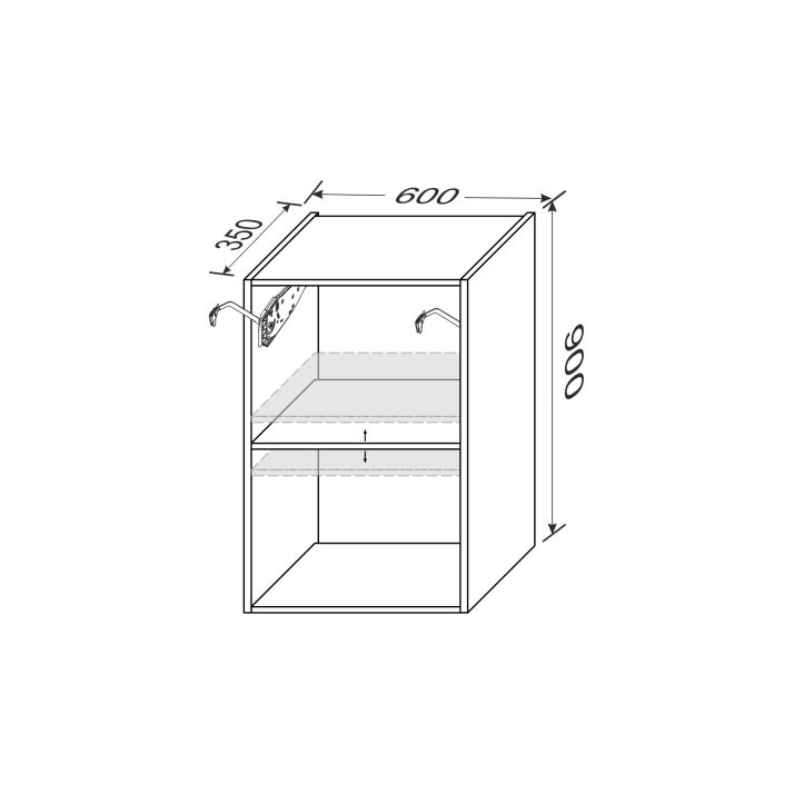 Корпус кухонний секцiя верхня 60В/900 2дв Aventos Pro Blum(Антрацит (Серія М))