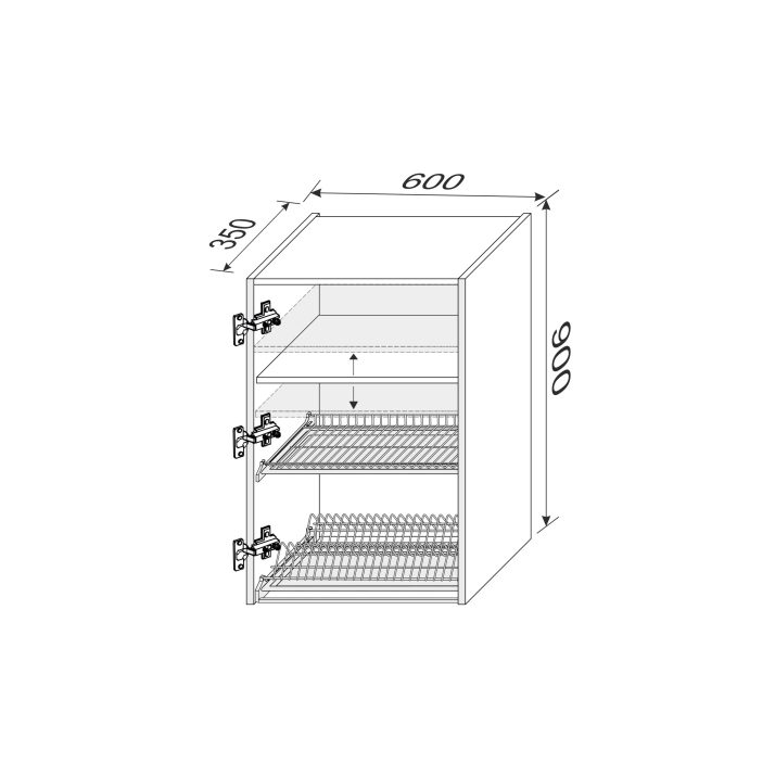 Carcass upper section 60UD/900 Drying Pro Blum+Rejs 1dr of kitchen set
