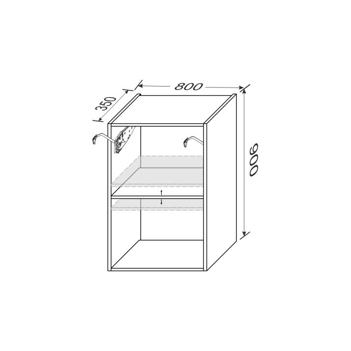 Корпус кухонний секцiя верхня 80В/900 2дв Aventos Pro Blum