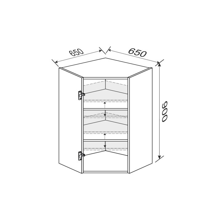 Carcass upper section AngleU 45°/900 1dr of kitchen set