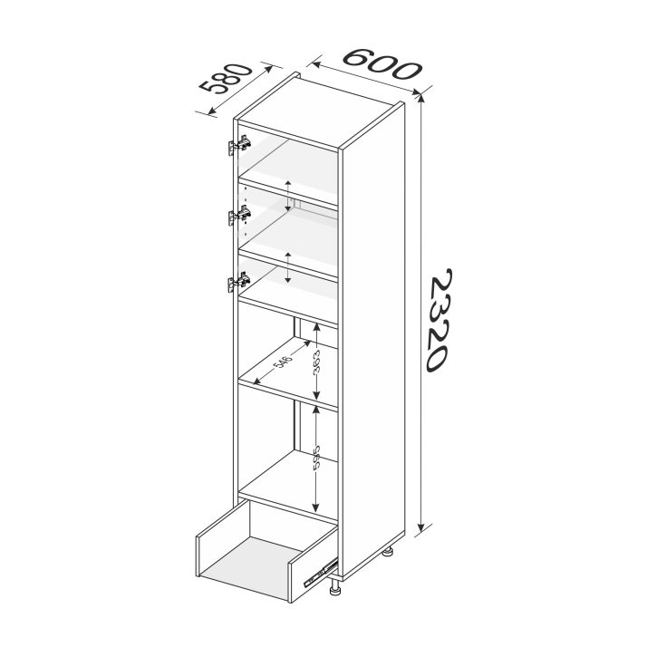 Carcass cupboard section 60COM1DR/2320 Oven+Microwave Telescope of kitchen set
