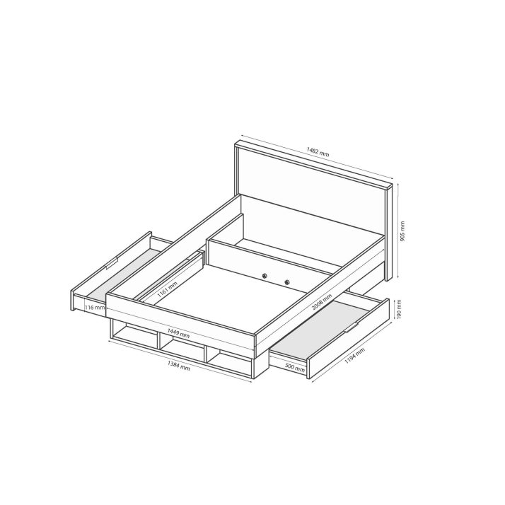 Bed 1,4×2,0 with drawers of children’s set Luna Junior