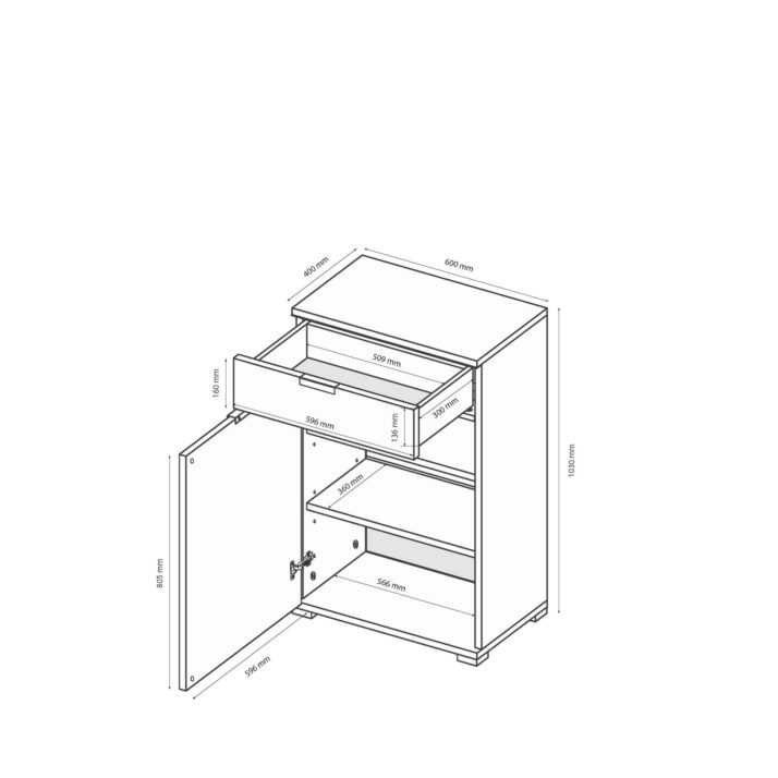 1-door 1-drawer chest of hallway set Luna