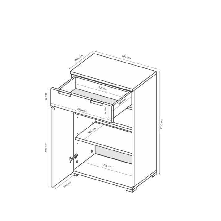 2-door 1-drawer chest of hallway set Luna