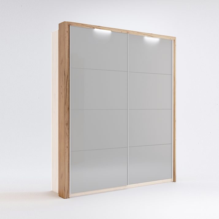 Slide-door wardrobe 1,5х2,1m Cornice with Backlight Option of bedroom set Asti