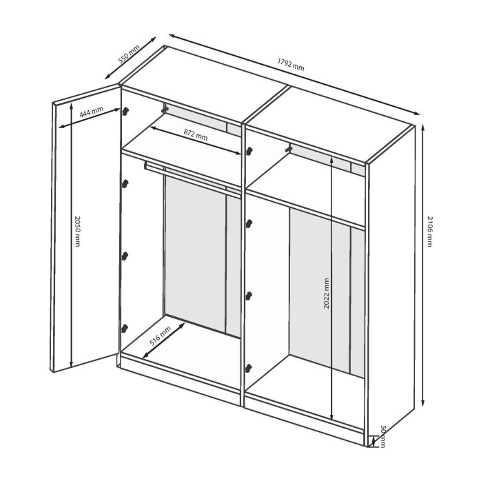 4-door wardrobe without mirrors Luiza