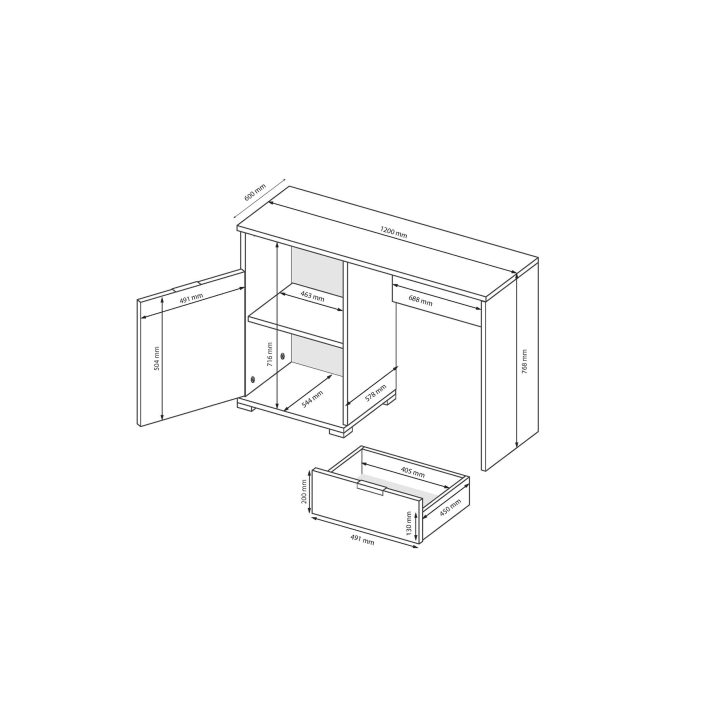 Стіл письмовий Мегі 1дв. 1шх.