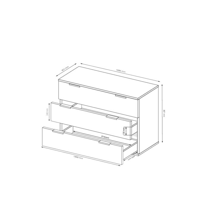 3-drawer chest of bedroom set Ramona