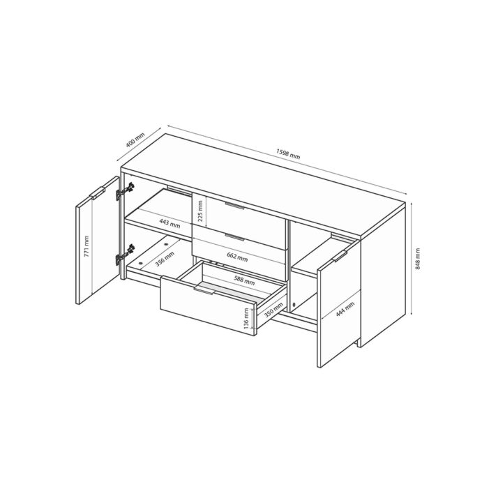 2-door 3-drawer 1,6м chest of livingroom set Romа