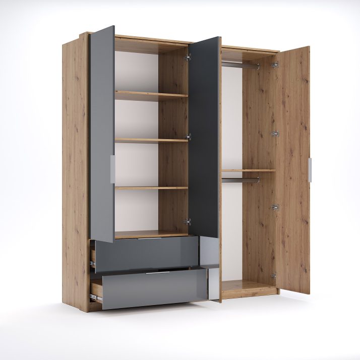 4-door 2-drawer wardrobe with mirrors of bedroom set Raymond