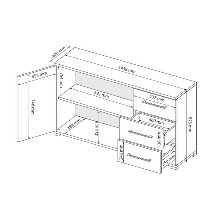 2-door 3-drawer chest of bedroom set Family