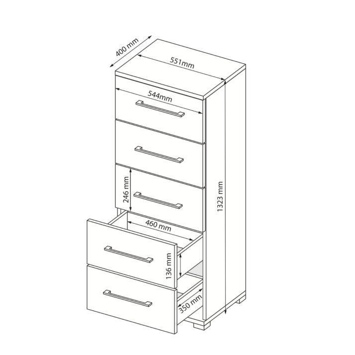 Комод Фемелі 5шх.
